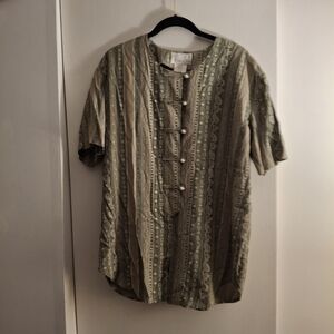 Pride & Joy Elegant Women's Green Patterened Tunic Top